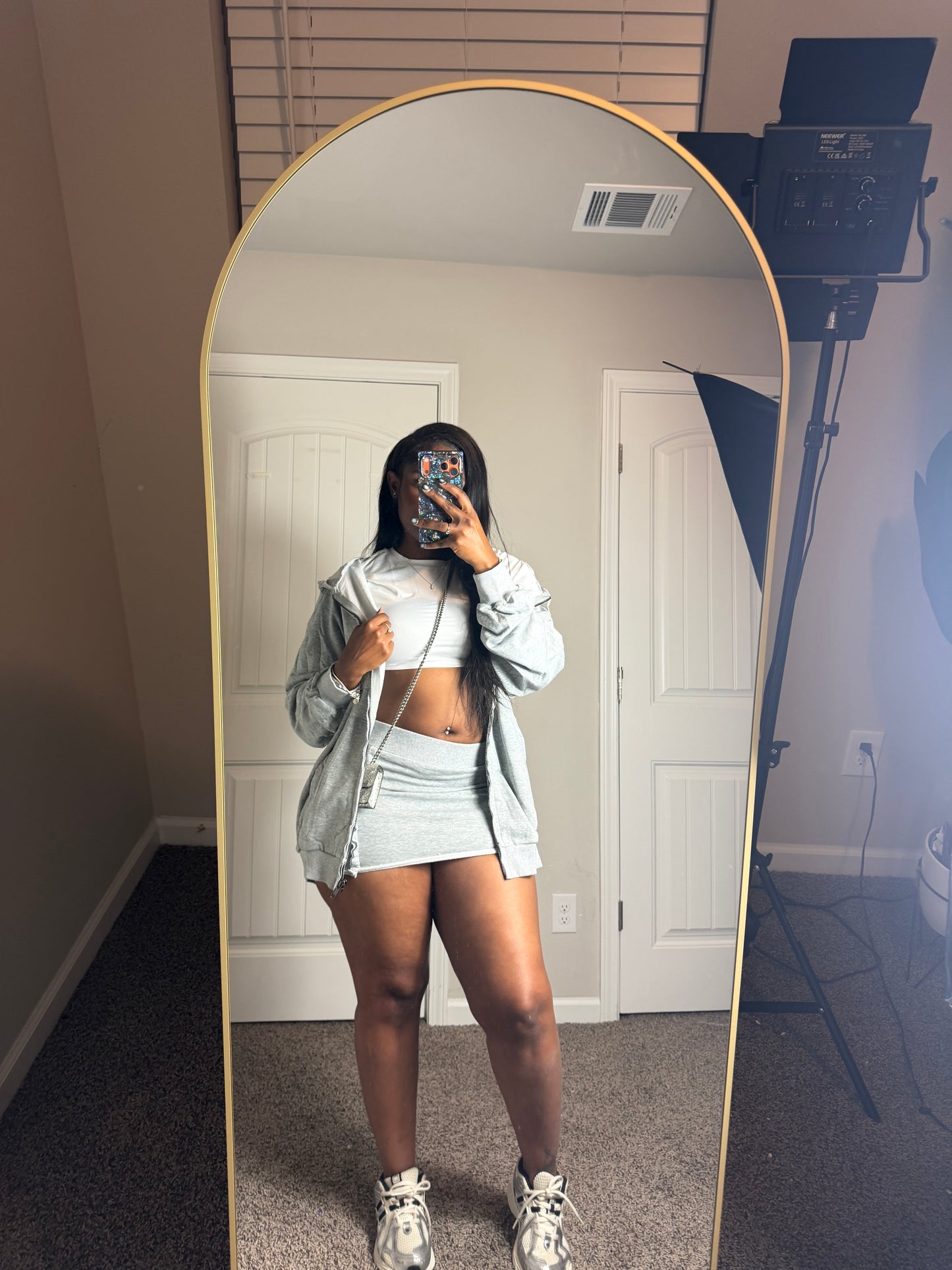 Raw Edge Mini Skirt Set